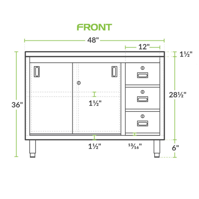 48" x 24" Stainless Steel Prep Table w/ Lockable Drawers and Storage Cabinet