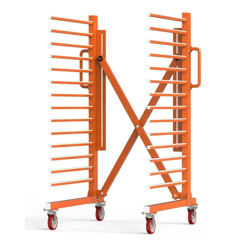 15-Tier Heavy-Duty Mobile Paint Drying Rack, 12"-57"W Adjustable, 110 lbs per Tier