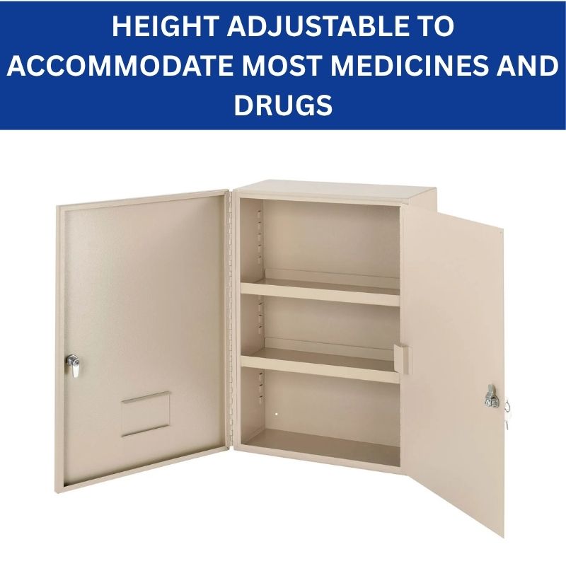 Narcotics Cabinet 16"W x 8"D x 24"H, Double Lock & Double Door, Fully Assembled