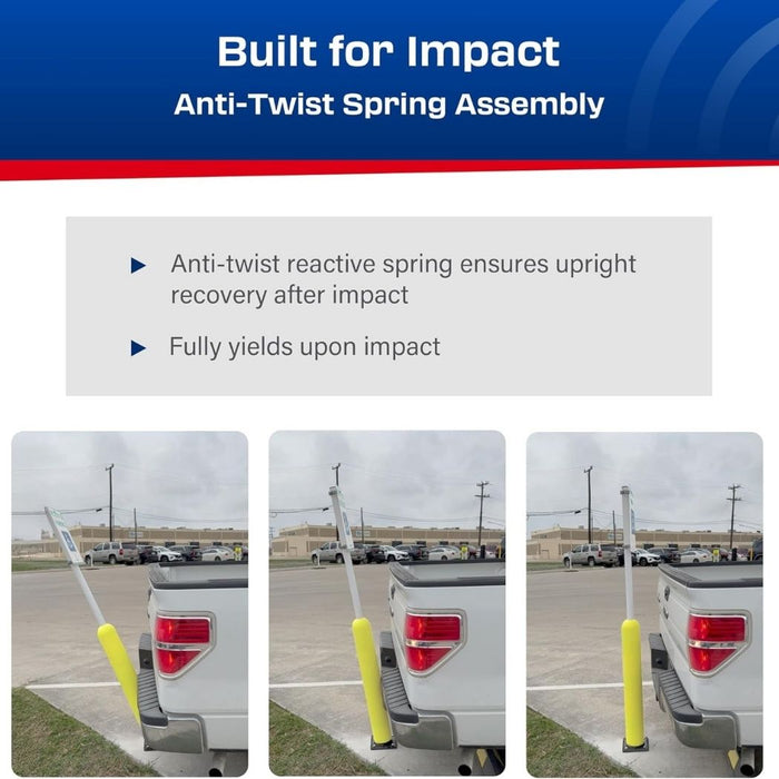 Impact Recovery Handicap Parking Post w/o Sign, w/ Yellow Bollard Cover, 78"/102" Height Adjustable