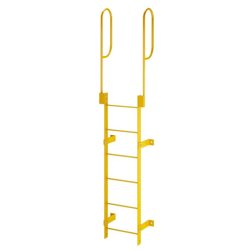 6 Step Steel Roof Access Ladder 5'H, Wall Mount, Yellow