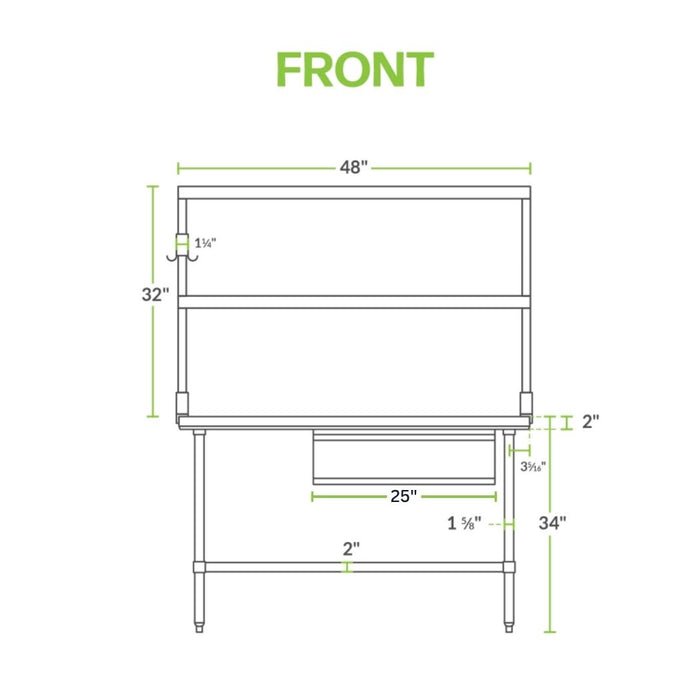 48" x 24" Stainless Steel Prep Table w/ Overshelves, Drawer & Undershelf