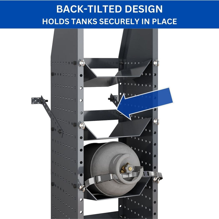 Heavy-Duty Refrigerant Tank Rack, 4 Adjustable Shelves, 15"W x 13"D x 52"H for 25 lb / 30 lb /50 lb Tanks