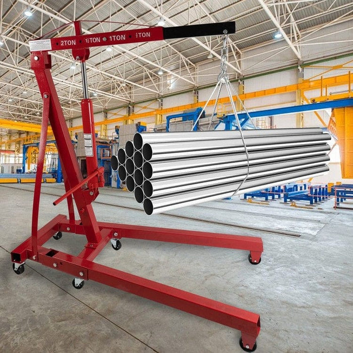 Folding Floor Crane with Telescopic Boom, 4000 Lbs Capacity