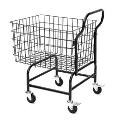 Wire Laundry Cart w/ Wheels and Handle, 2.85 Bushel, Black