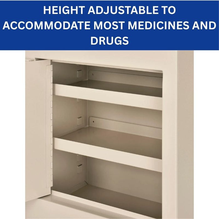 Narcotics Cabinet 12"W x 8"D x 15"H, Double Lock & Double Door, Fully Assembled