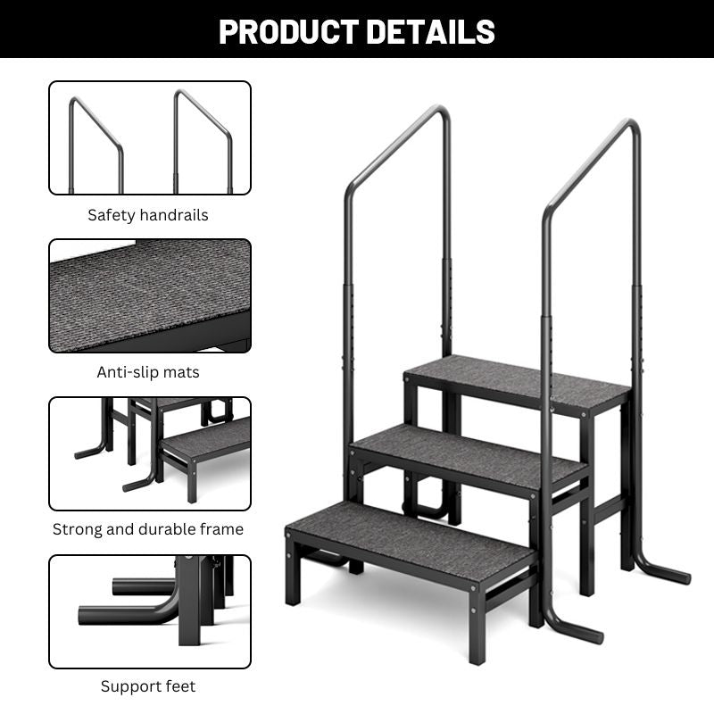 Outdoor Hot Tub Steps with Handrail, 3 Steps Stair, 550 Lb. Capacity