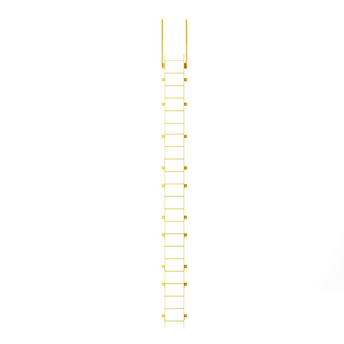 20 Step Steel Roof Access Ladder 19'H, Wall Mount, Yellow