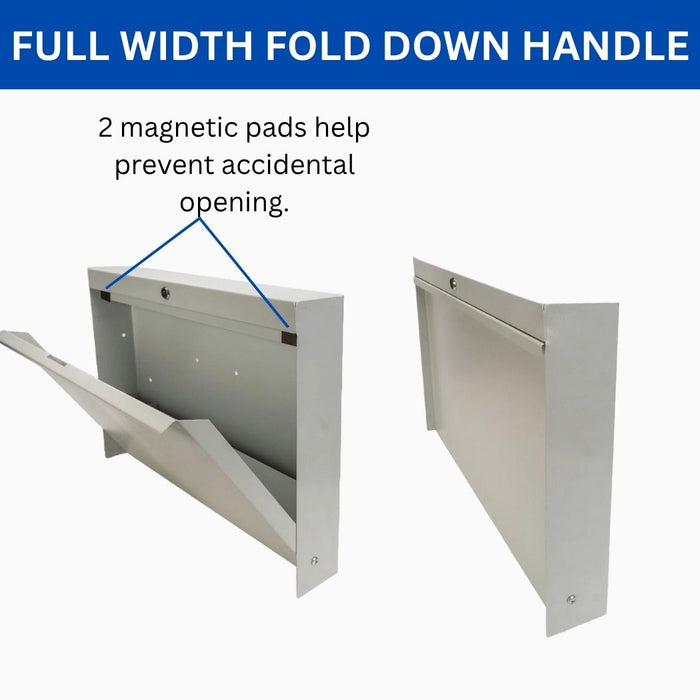 Wall Mounted Folding Desk 20"W x 13"D Work Surface, Lockable Steel Workstation