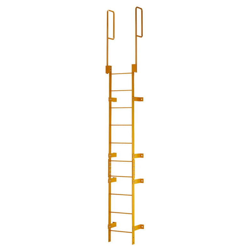 10 Step Steel Roof Access Ladder 9'H, Wall Mount, Yellow