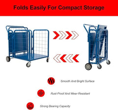 Holzoffer 750 lbs Capacity Folds Up for Storage Heavy Duty Utility/Service Cart, 360° Swivel Wheels