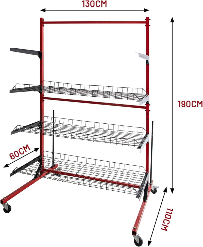 Parts Management Storage Cart, 43.3"D x 51.2"W x 74.8"H