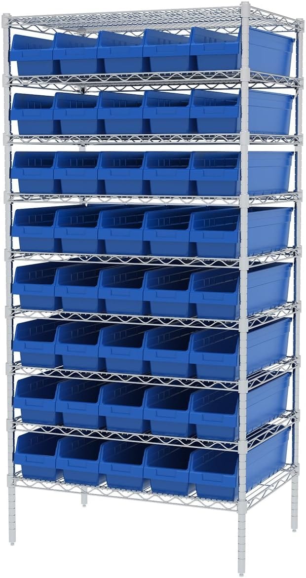 Holzoffer Plastic Nesting ShelfMax Storage Bin Box, 11.8-Inch x 7.87-Inch x 6-Inch ,12-Pack