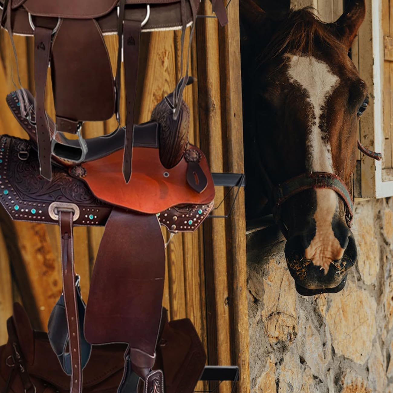 Horse Saddle Storage Rack Stand Wall Mount Equestrian 4-Tier Heavy Duty for English and Western Saddles