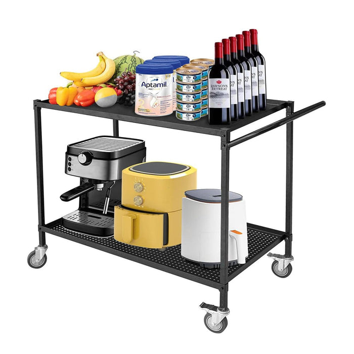 2 Shelves Utility Cart 25"x 50" x 39"H w/ Wheels and Handles