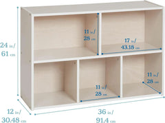 Holzoffer 5-Compartment Storage Cabinet, 24in, Classroom Furniture, White Wash