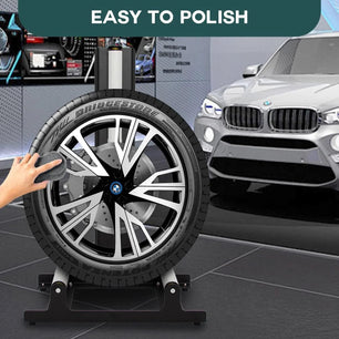 Holzoffer Rolling Wheel Detailing Stand, Heavy Duty Polishes Wheel Cleaning Stand for Ceramic Coating, Applying Tire Shine & Car Wheel Wash fo Auto Repair Shop Garage