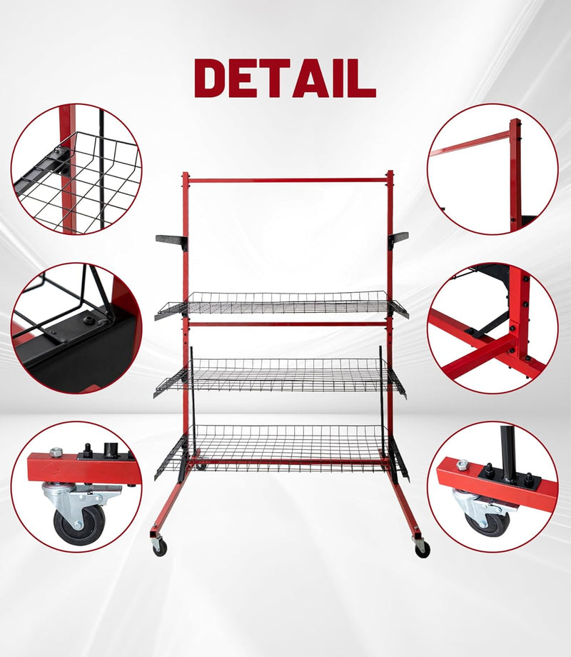 Parts Management Storage Cart, 43.3"D x 51.2"W x 74.8"H