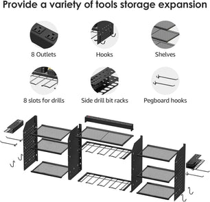 Holzoffer Large Tools Organizer Wall Mount Charging Station,39 Inch Long Power Tool Battery Storage Rack