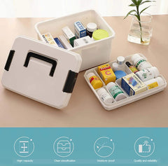 Holzoffer Medicine Cabinet,Portable Multi-Fution First Aid Kit,Multi-Compartment Large-Capacity Portable Medicine Storage Box,M (Medium)