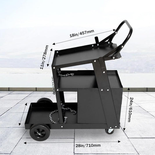 Holzoffer Welding Cart, 265LB Capacity 2-Tier 4 Drawers Welder Cart with 4 360°Swivel Wheels