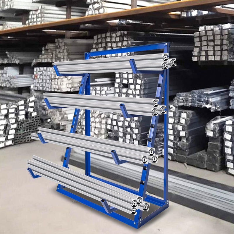 4-Tier Steel Horizontal Lumber & Pipe Storage Rack, 2000-lb Capacity, 48.3"L x 24"W x 60.8"H