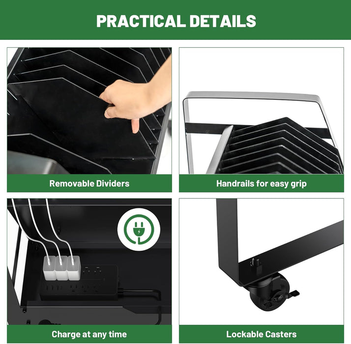 16 Devices Mobile Open Charging Cart 27"Wx 14.7"D x 30"H