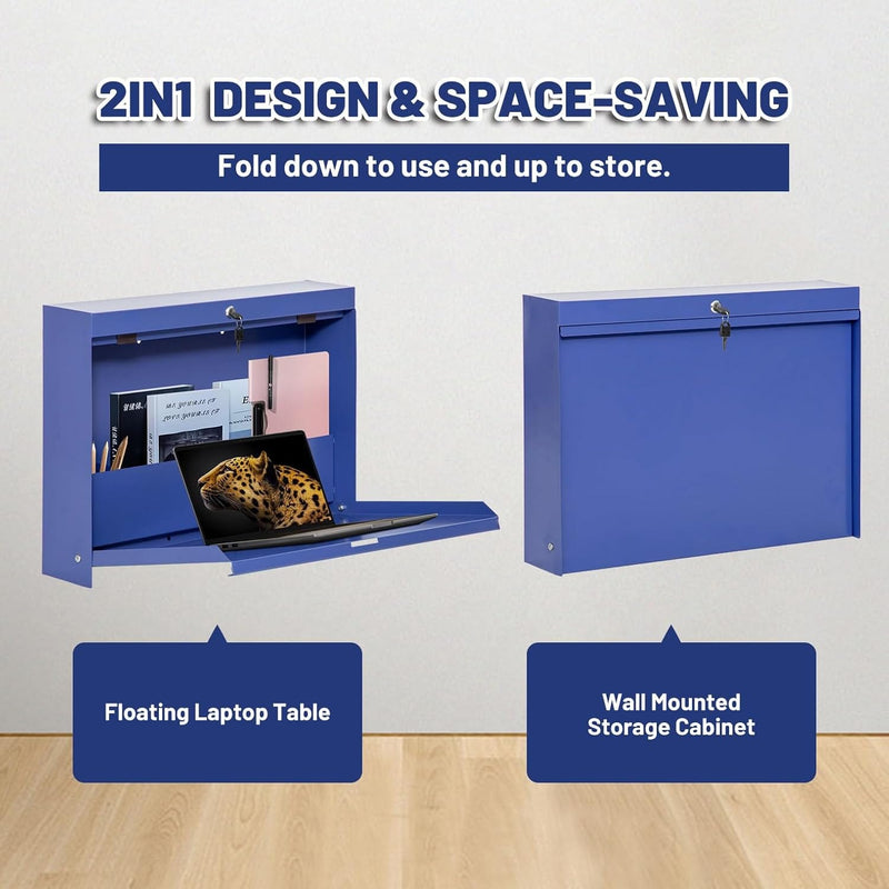 Wall Mounted Fold Down Shop Desk 23.6"W x 5.1"D x 18.1"H