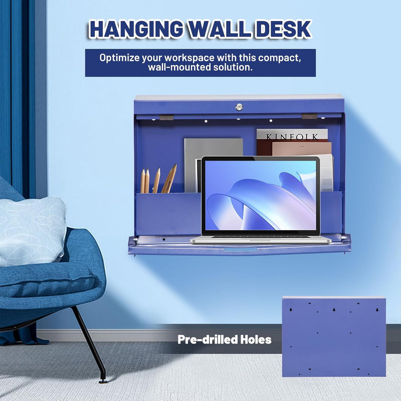 Wall Mounted Fold Down Shop Desk 23.6"W x 5.1"D x 18.1"H