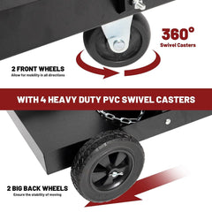 Holzoffer Welding Cart, 2-Tier Welder Cart with 265LB Capacity, 360°Swivel, Gas bottle Safety Chains with Lockable Cabinet