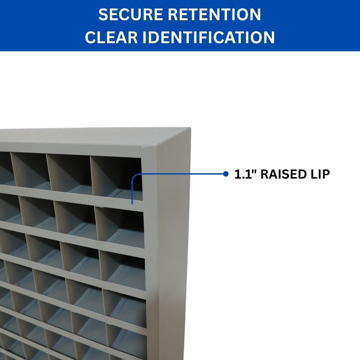 72 Open Bin Storage Unit, 33.5"W x 10"D x 31.5"H, Steel Parts Organizer for Nuts, Bolts, Screws & Small Components