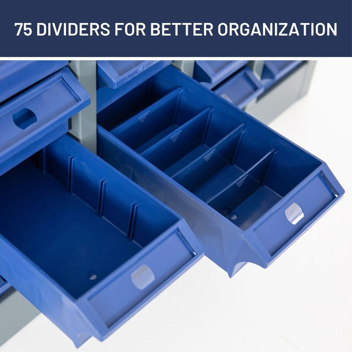 75 Bin Drawer Storage Cabinet, 23.3"W x 8.5"D x 34.5"H, Steel Parts Organizer for Nuts, Bolts, Screws & Small Components