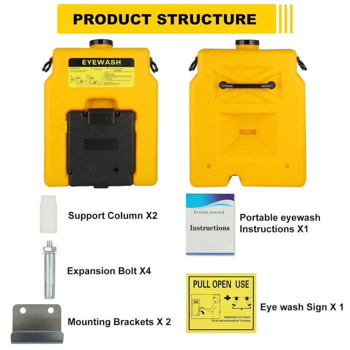 Portable / Wall Mount Eye Wash Station, 14 Gallon