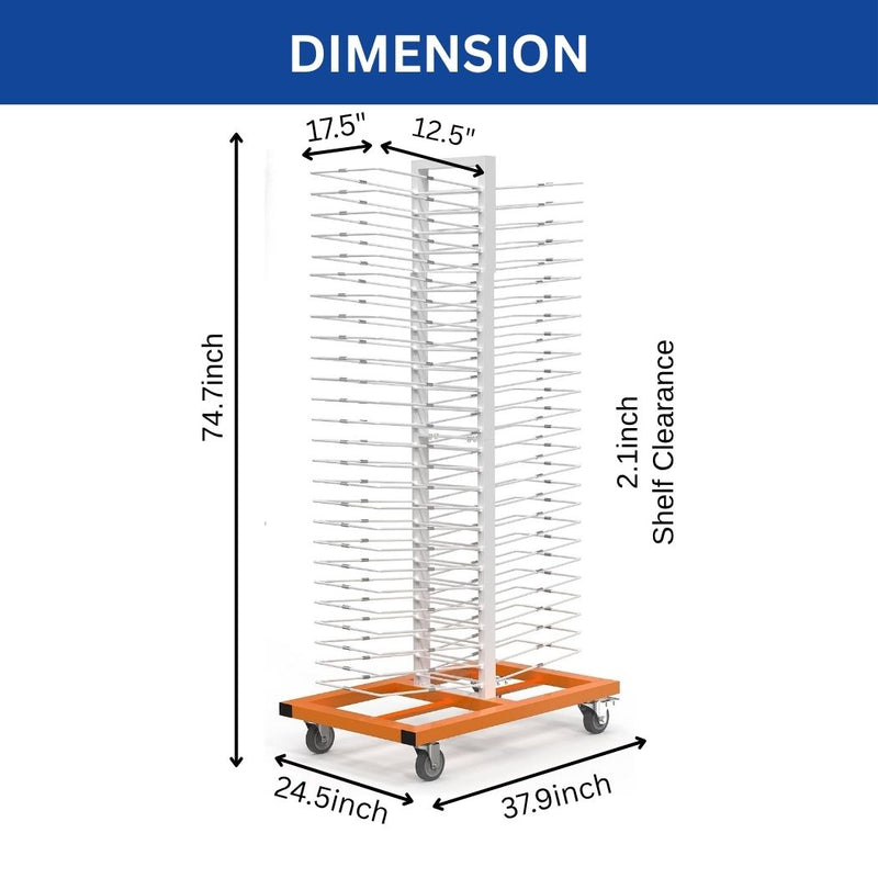 52-Tier Mobile Paint Drying Rack, 20 lbs per Tier for Artwork Drying