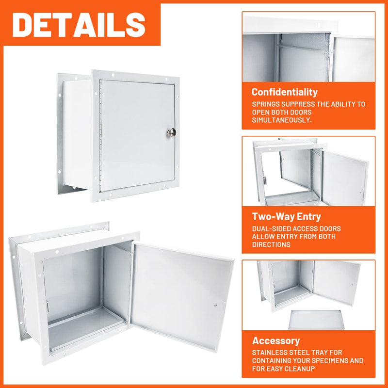 Recessed Specimen Pass-Thru Cabinet, 13.2"L x 6"W x 12.7"H