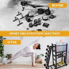 Holzoffer Heavy Duty Workout Storage Organizer with Wheels and Hooks