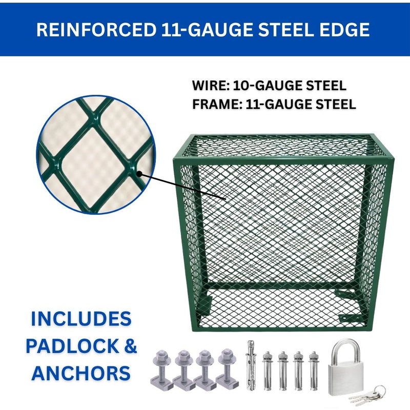 Green Backflow Cage 30"L x 13"W x 30"H, Theft Prevention
