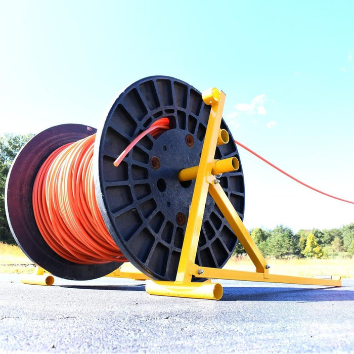 Portable Reel Buck 1,000 lb Load Capacity, Holds Reels up to 54”Dia x 40”W, Heavy Duty Steel Cable Reel Stand