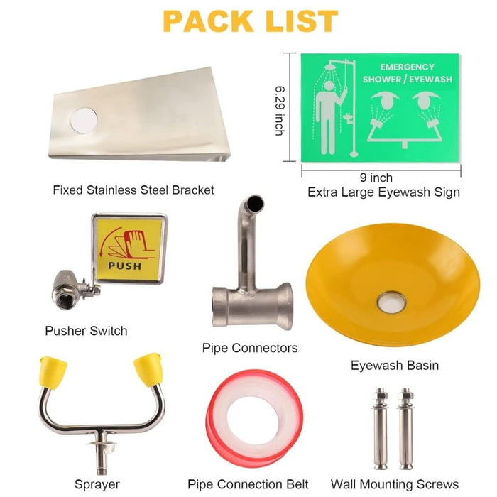 Wall Mount Eye Wash Station w/ Sign