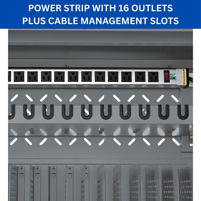 16 Devices Charging Cabinet 30"W x 18"D x 20"H, for Tablets and Laptops