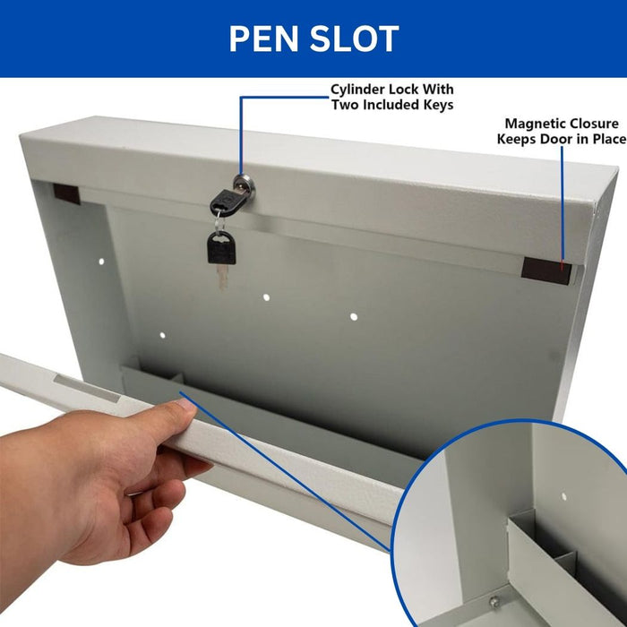 Wall Mounted Folding Desk 20"W x 13"D Work Surface, Lockable Steel Workstation