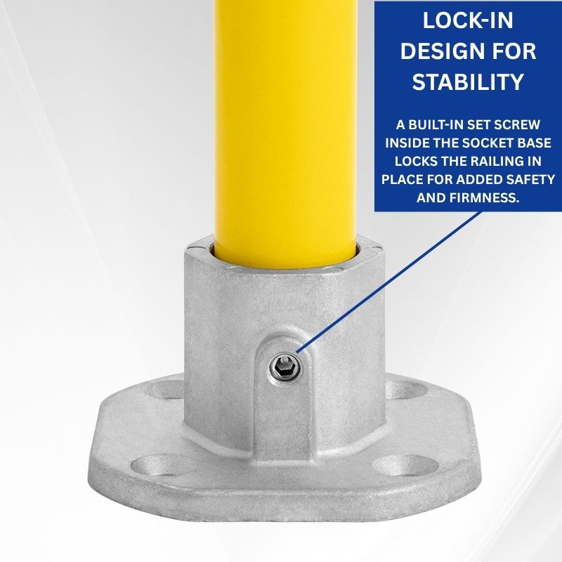 Steel Safety Railing 6'L x 42"H, 72"L Yellow Pedestrian Barrier w/ Floor Mounting Accessories