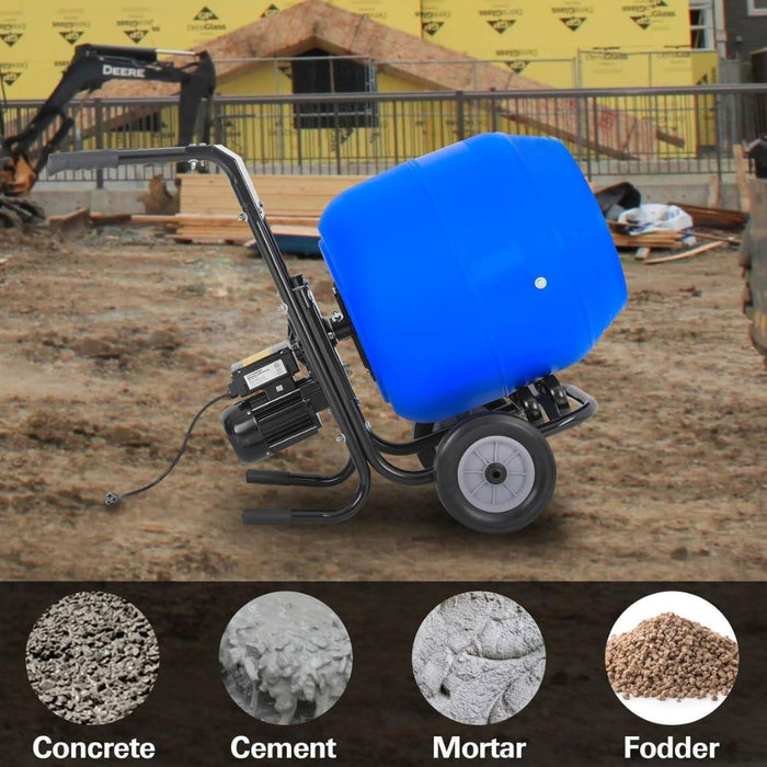 4 Cu.Ft. Power Concrete Mixer, Portable Electric Poly Drum Cement Mixer