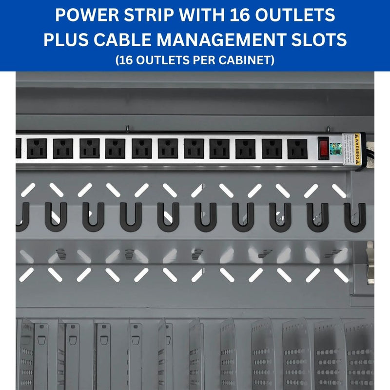 32 Devices Charging Cabinet w/ Wheels for Chromebooks, Tablets and Laptops, 34"W x 18"D x 45"H