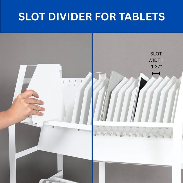 32-Device Open Charging Cart w/ Power Strips, 2 Shelves for Tablet Charging