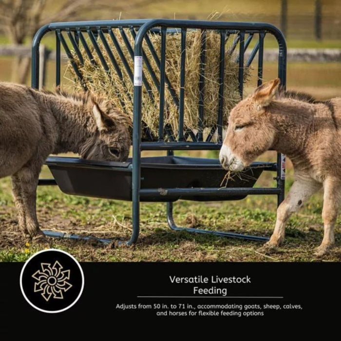 Steel Hay and Grain Feeder, 50"-71" Height Adjustable, 3-4 Flakes