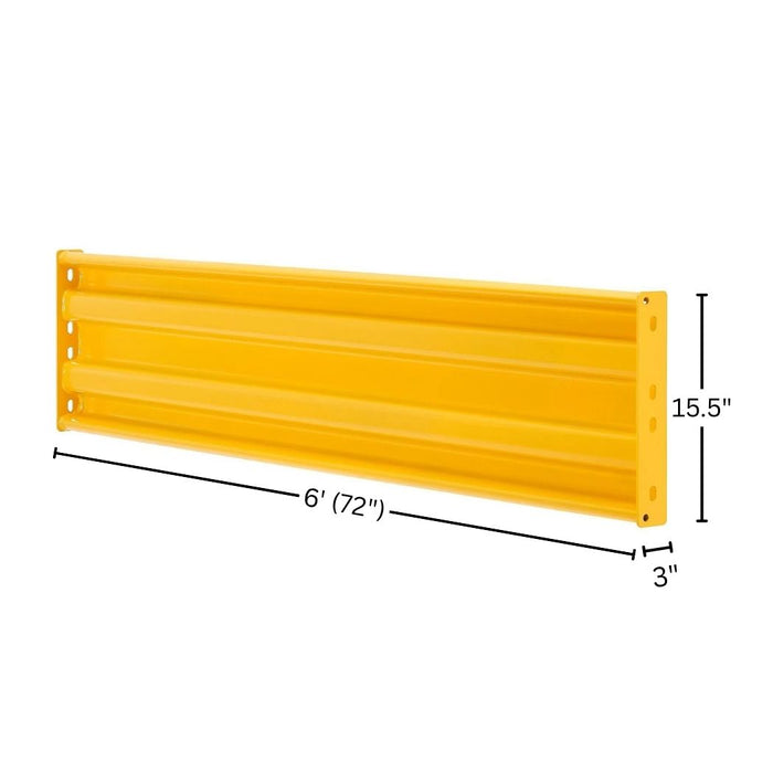 Steel Yellow Guard Rail, 3 Rib, Available at 4'/6' Length