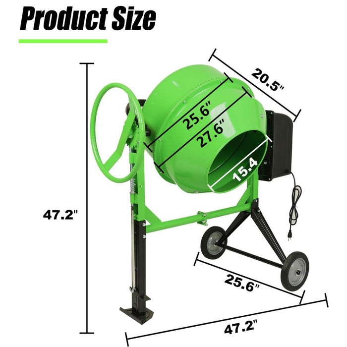 6.4 Cu.Ft. Power Concrete Mixer, Portable Electric Steel Drum Cement Mixer