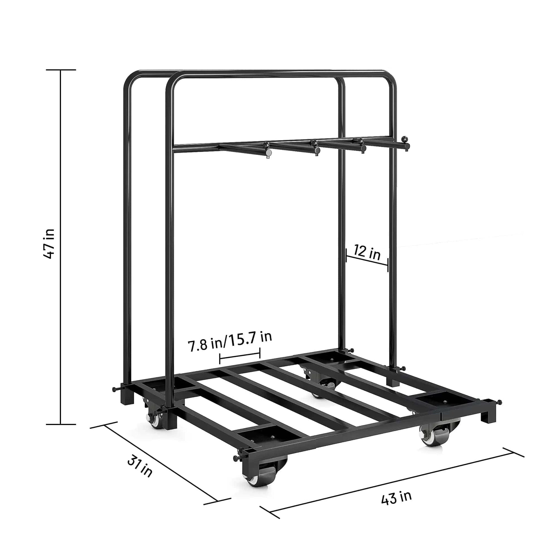 Holzoffer Folding Table and Chair Cart, Adjustable Folding Round Table Dolly with 500 LBS Load Capacity for 14 Tables, Heavy Duty Metal Folding Table Holder, Folding Table Storage Rack with Locking Wheels