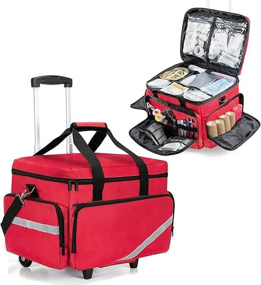 Holzoffer Rolling Medical Equipment Storage Bag,First Aid Kits Bag for Nurses and Doctors